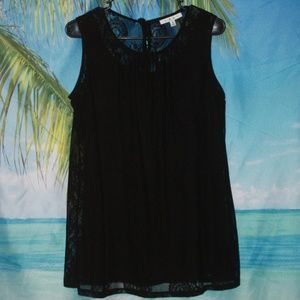 CAbi Womens Size M Sleeveless Black Lace Lined Top